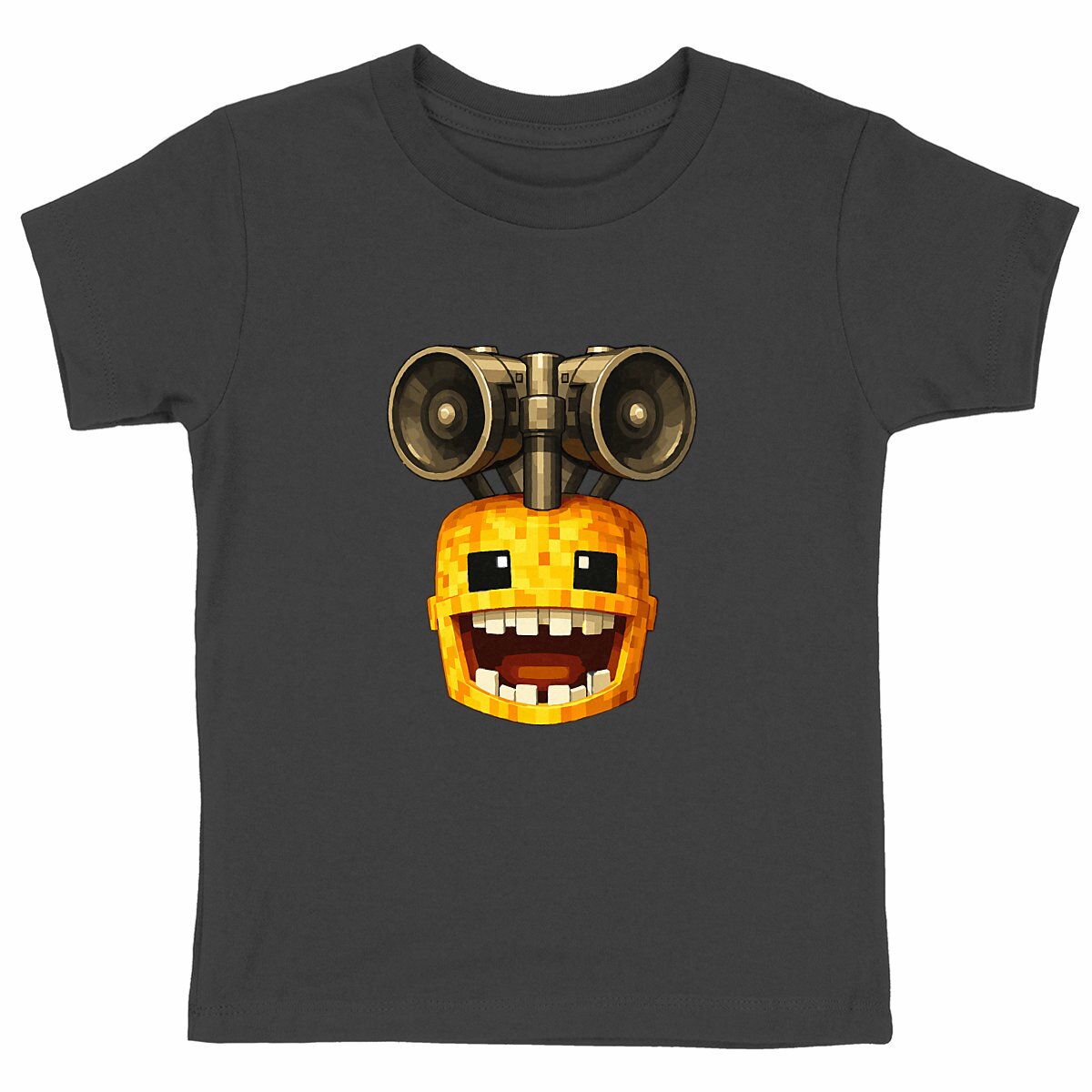 Heavyweight kids T-shirt - NicoCraft Speaker Monster Head - front_black